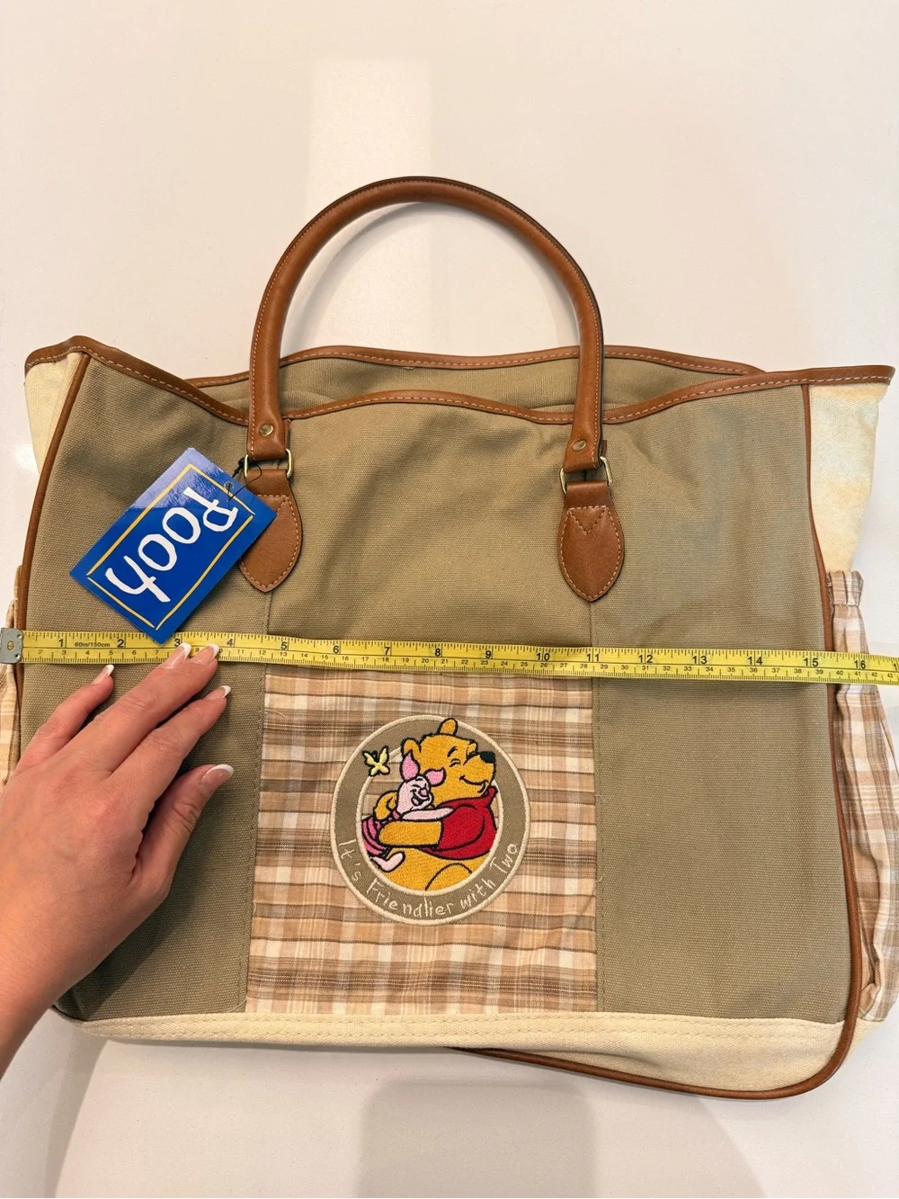 Disney RARE Winnie The Pooh Baby Diaper Bag Canvas Tote Large AS IS‎ Stained